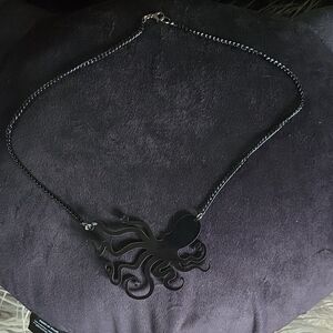 Black Octopus Pendant Necklace